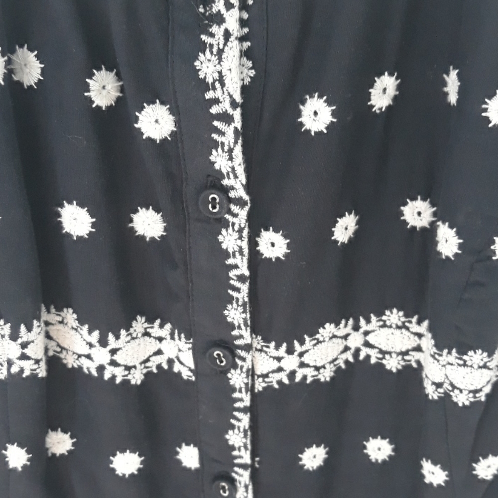 Anthro Eva Franco black floral halter shirt dress - Picture 5 of 12